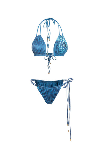 Queen of Flowers Triangle Bikini Nickel Blue