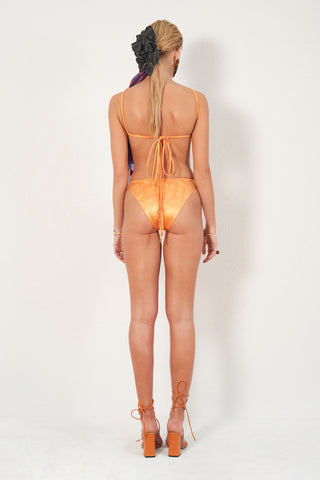 Queen of Flowers Halter One-Piece Mango Color